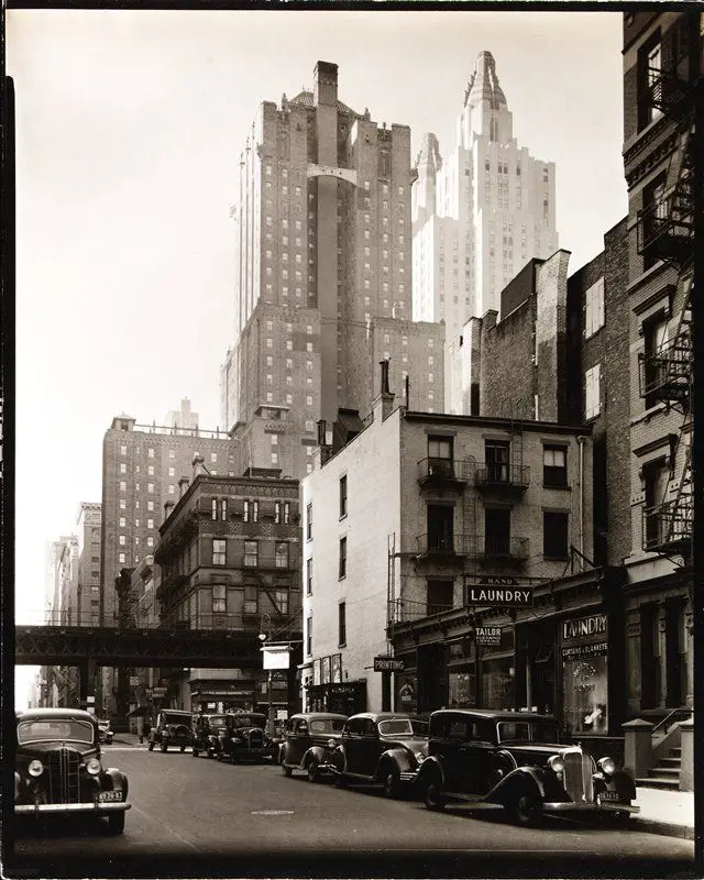 48th Street, Looking Northwest from a Point Between Second and Third Avenues, Manhattan by Berenice Abbott