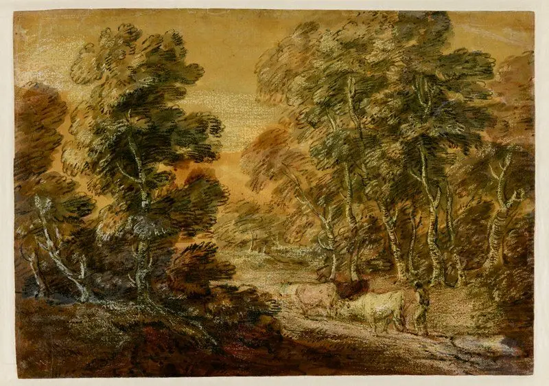 Wooded Landscape with Herdsman and Cattle by Thomas Gainsborough R.A.