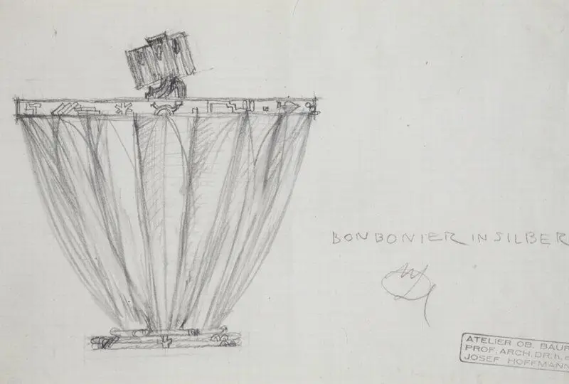 Study for Bonbonier in Silver by Designer: Josef Hoffmann