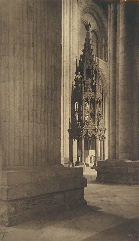 Durham Cathedral, Font from Aisle by Frederick H. Evans
