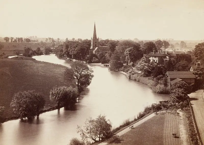 Church and River from Memorial, Stratford-on-Avon, England by Francis Bedford