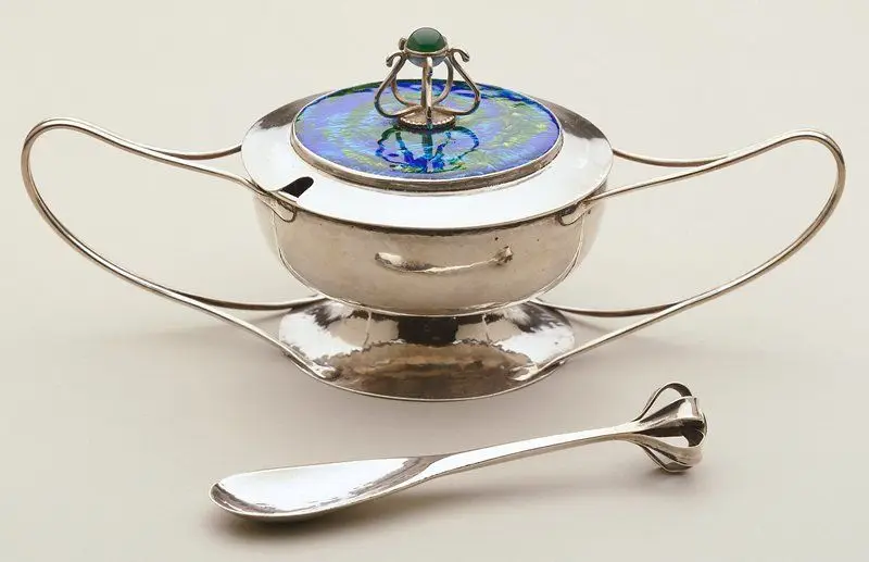 Bowl with lid and spoon by Designer: Charles Robert Ashbee