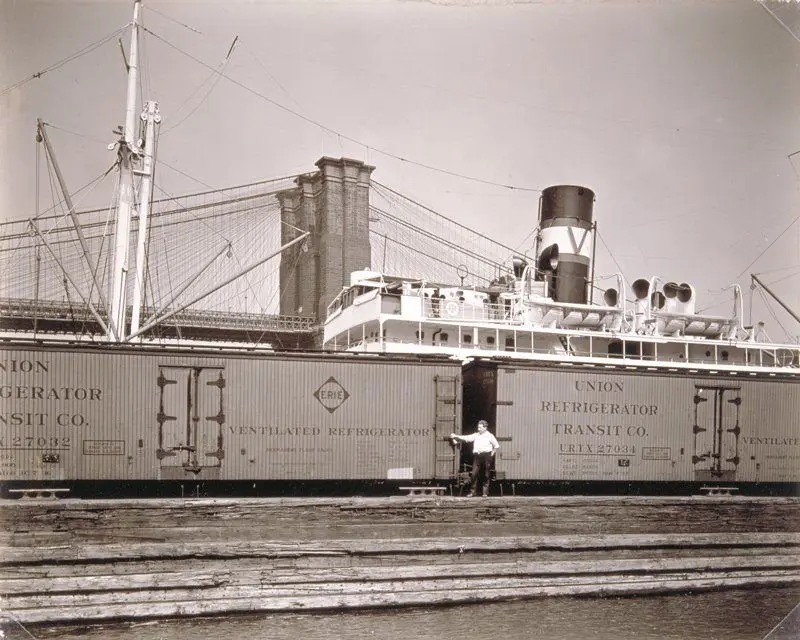 Waterfront from Pier 19, East River, New York City by Berenice Abbott