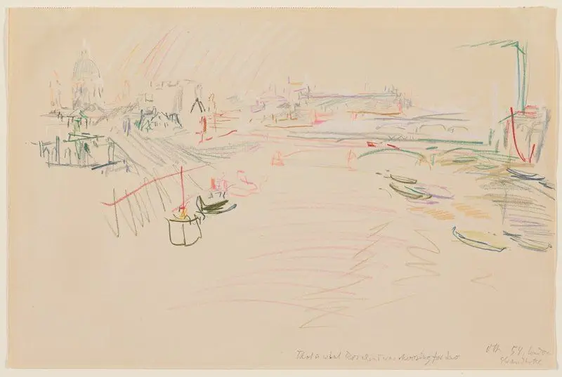 View of the Thames from the Strand Hotel by Oskar Kokoschka