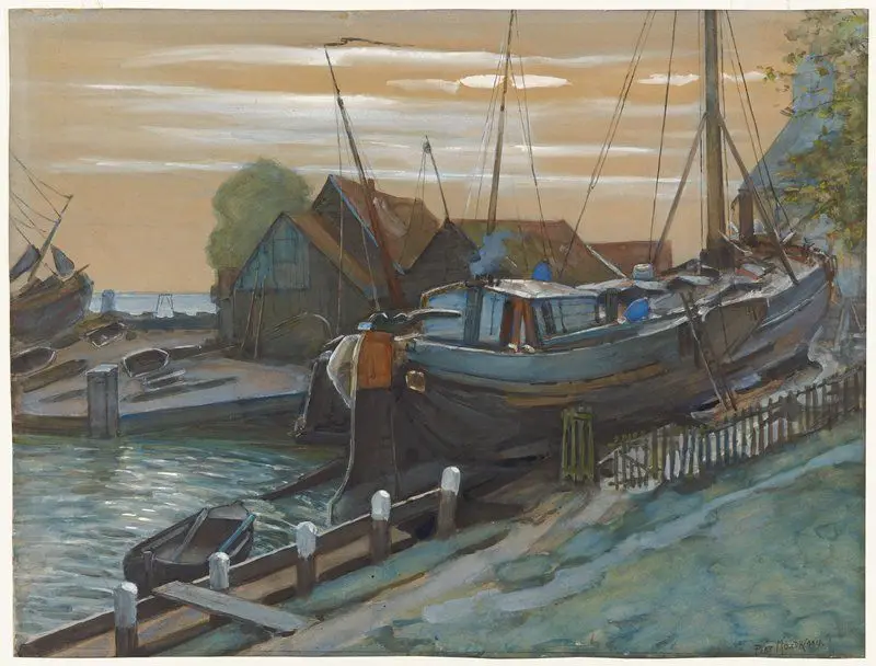 Drydock at Durgerdam by Painter: Piet Mondrian