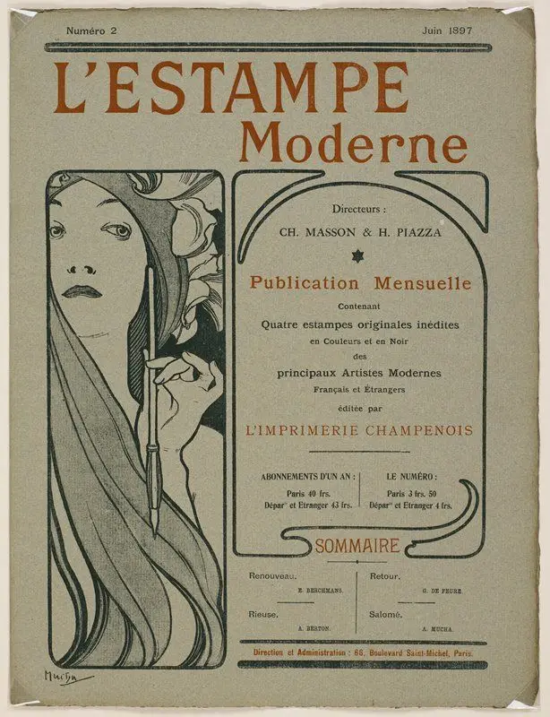 Cover page of L'Estampe moderne, June 1897 by Alphonse Mucha