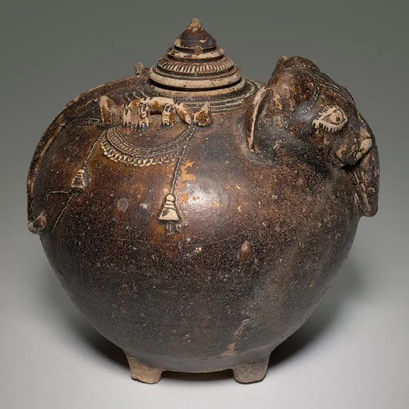 Lime Jar in the Form of an Elephant by Khmer artist