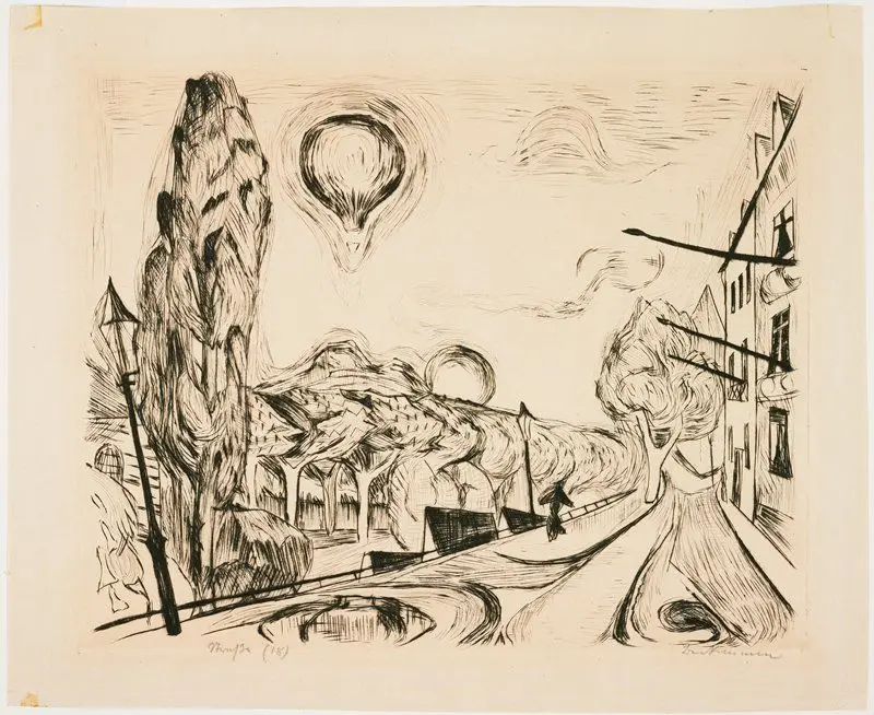 Landschaft mit Ballon (Landscape with Balloon) by Max Beckmann