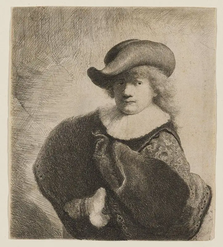 Rembrandt Wearing a Soft Hat Cocked by Rembrandt van Rijn