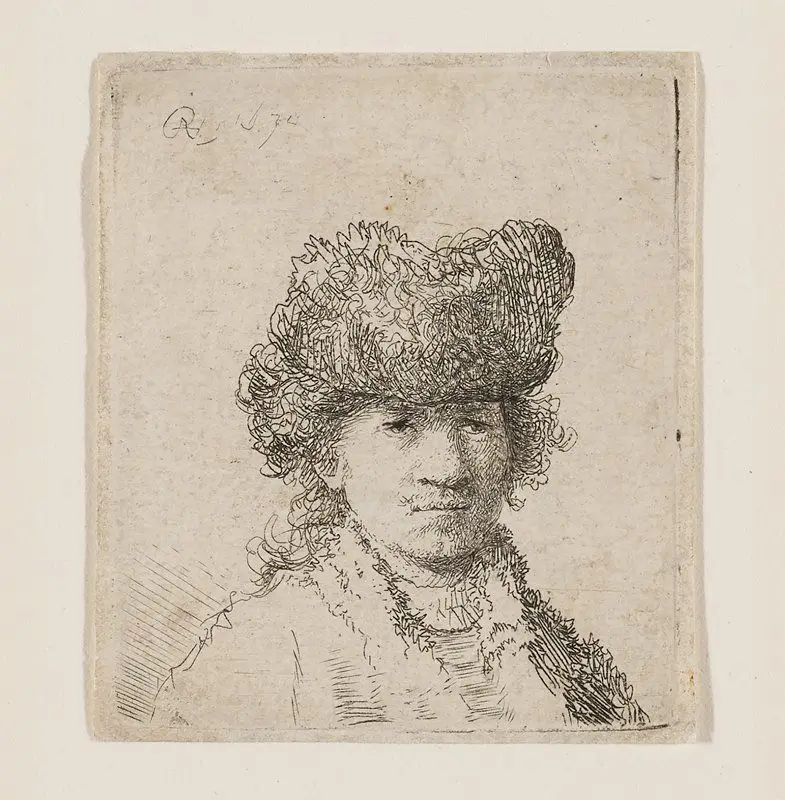 Rembrandt in a Fur Cap (the dress light) by Rembrandt van Rijn