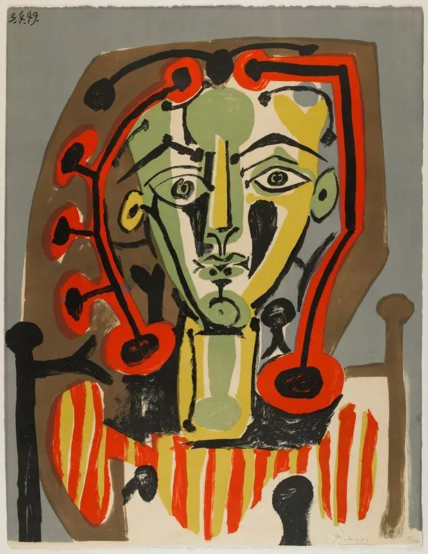 Figure with Striped Blouse by Pablo Picasso