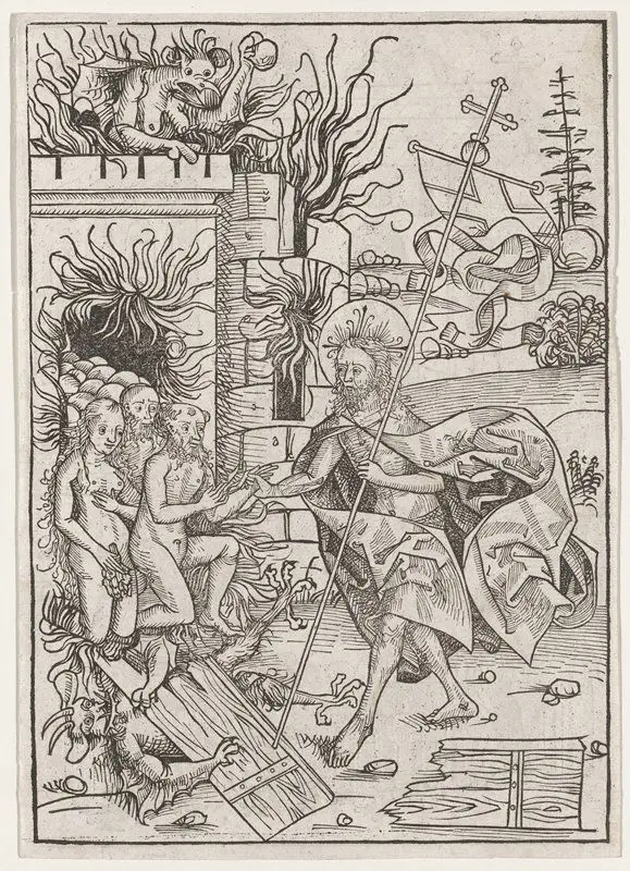 Leaf from the Schatzbehalter with The Descent into Limbo by Michael Wolgemut