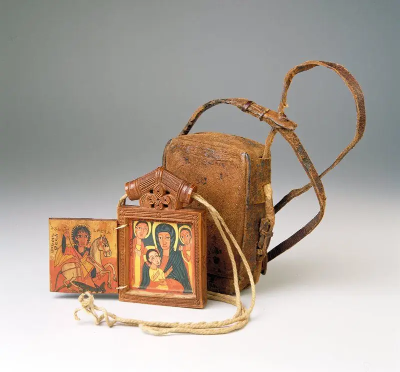 Icon polyptic and leather case by Ethiopia