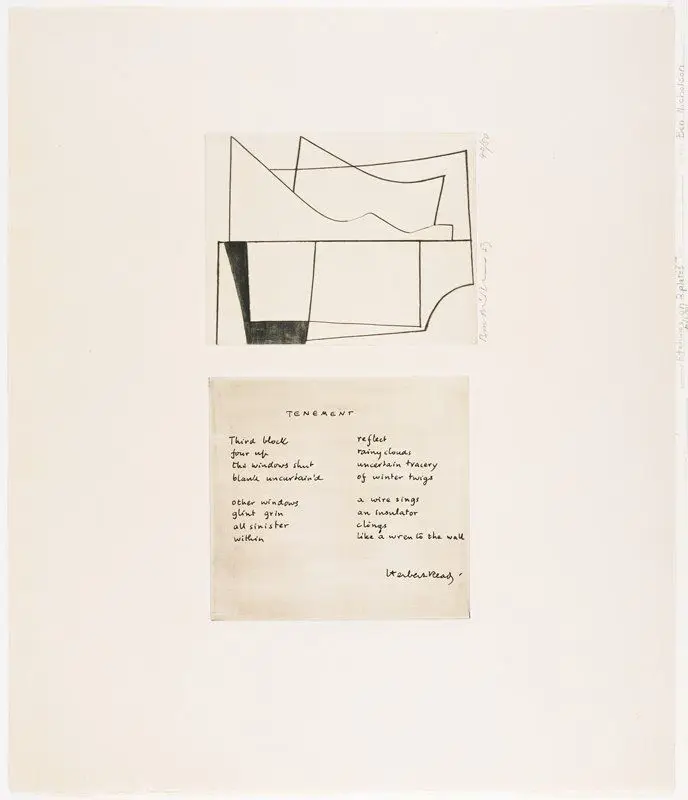 Tenement, 1957, from 21 Etchings and Poems by Ben Nicholson