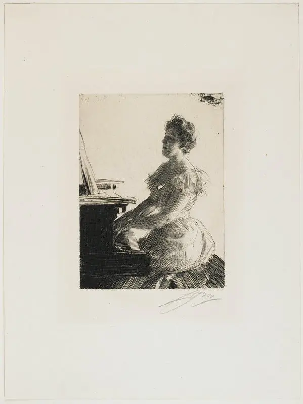 At the Piano (Mrs. Anna Hardin) by Anders Zorn
