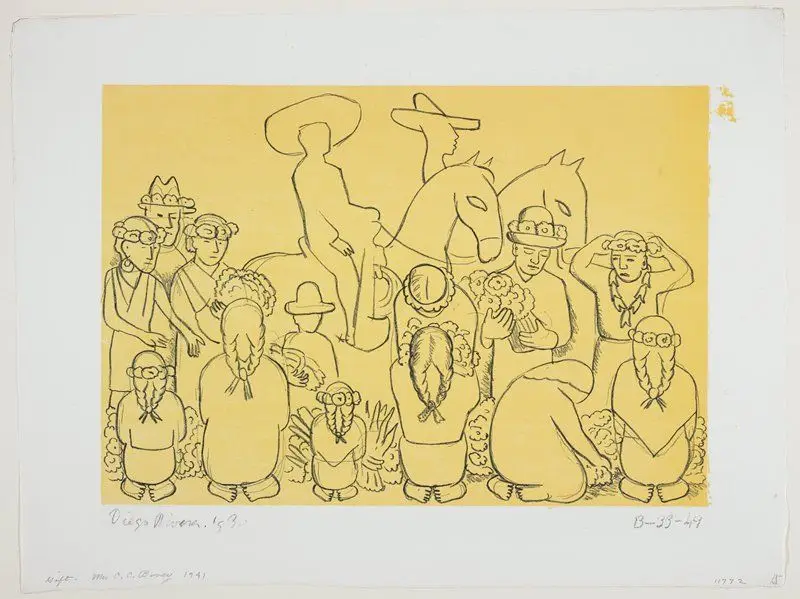 El mercado de flores by Diego Rivera