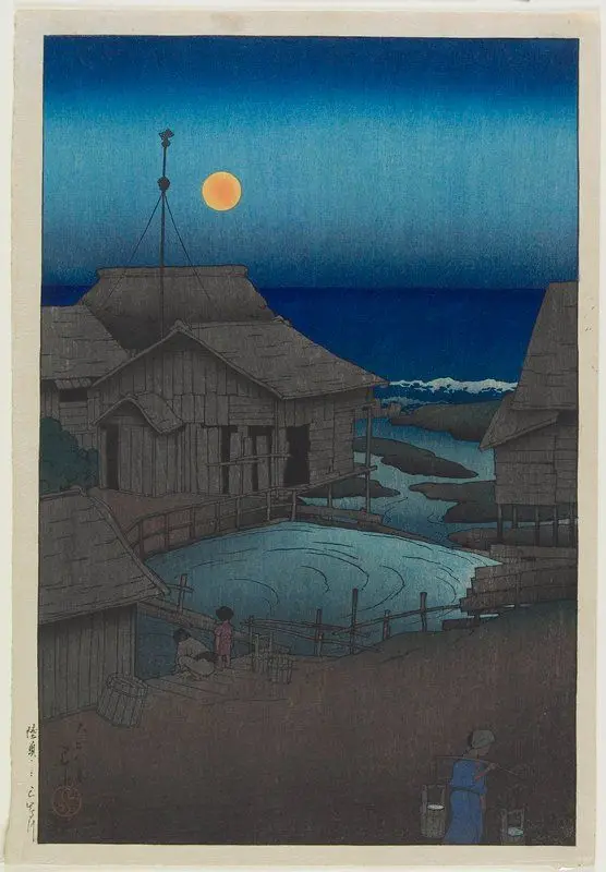 Mishima River, Mutsu by Kawase Hasui