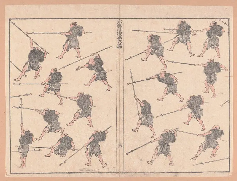 Practice of Long-handled Sword by Katsushika Hokusai