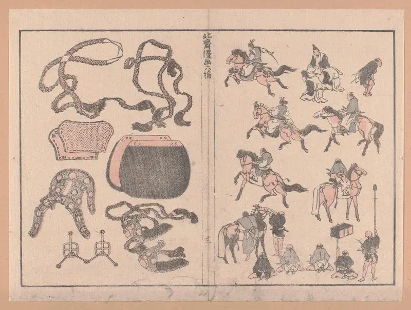 Horse Riders and Harness by Katsushika Hokusai