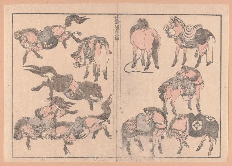 Horses by Katsushika Hokusai