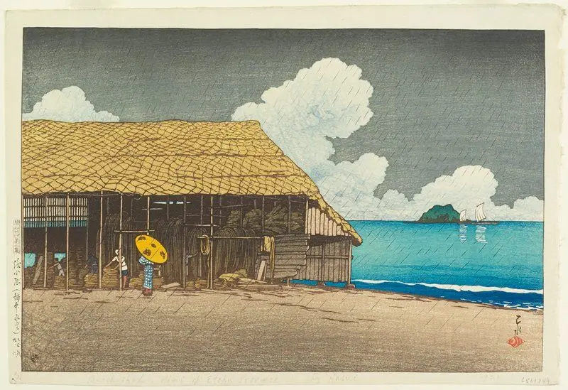 Beach Shed at Himi in Etchū Province by Kawase Hasui