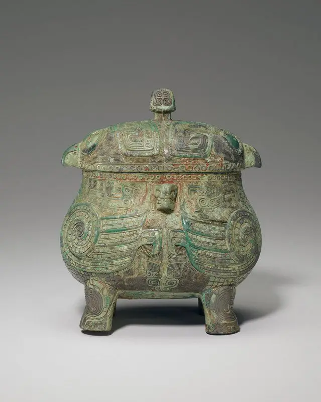 You wine vessel in double-owl shape by China