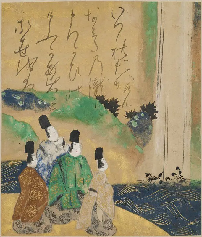 Noblemen Viewing the Nunobiki Waterfall, Episode 87 of the Tales of Ise by Tawaraya Sōtatsu