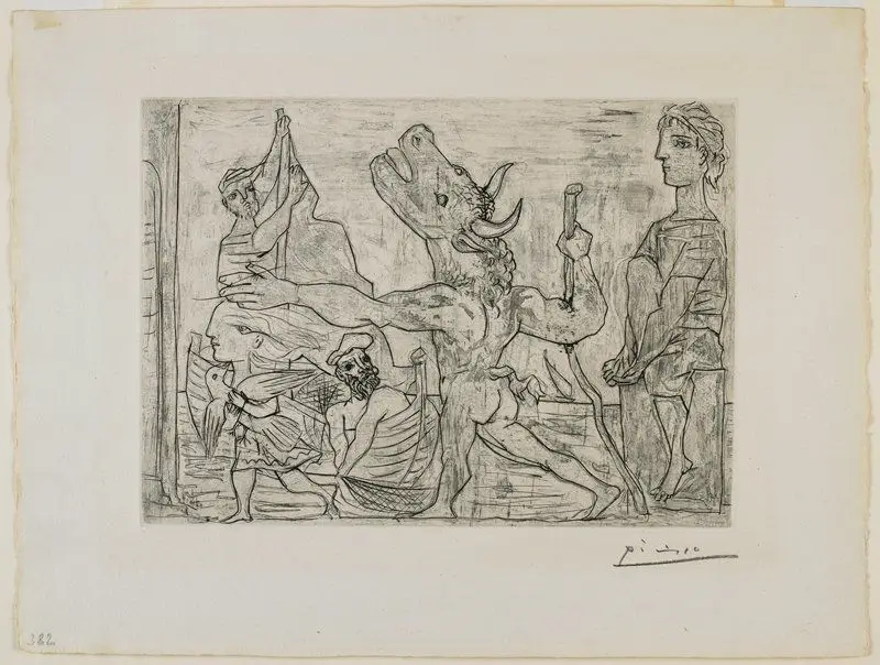 Minotaure aveugle guidé par une fillette, III by Pablo Picasso