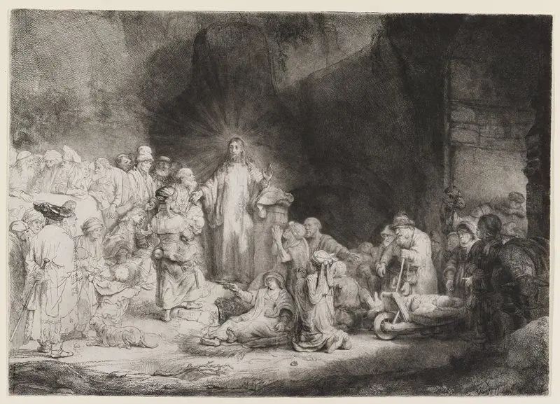 Christ Preaching (The Hundred Guilder Print) by Rembrandt van Rijn