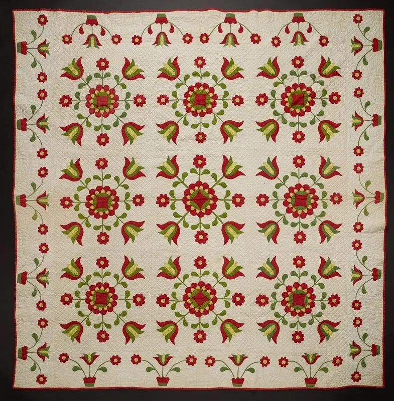 Floral appliqué quilt by United States