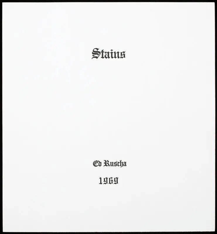 Title page, from Stains by Edward Ruscha