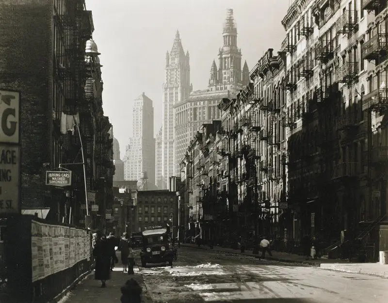 Henry and Market Streets, Looking West, New York by Berenice Abbott