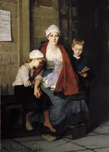 Mother and Her Children in Church by Thérèse Schwartze