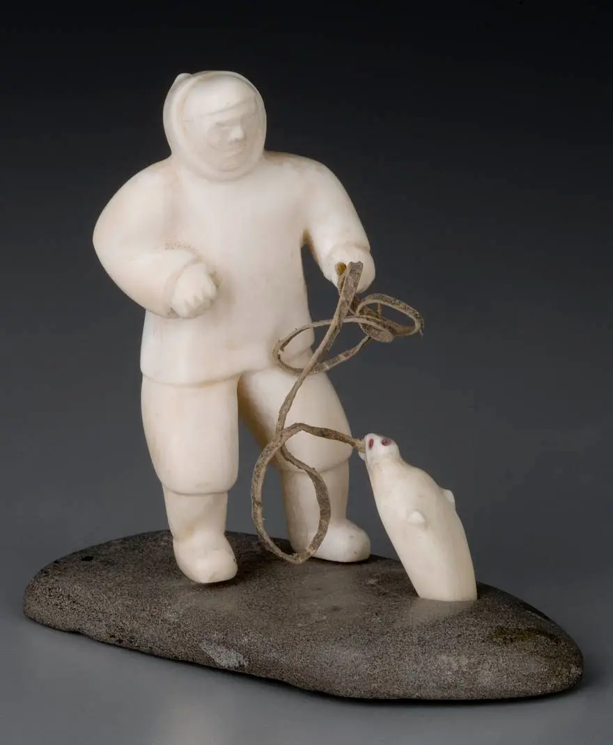Untitled (Inuit Hunter Pulling a Seal from an "Allu", Seal Breathing Hole) by Anonyme