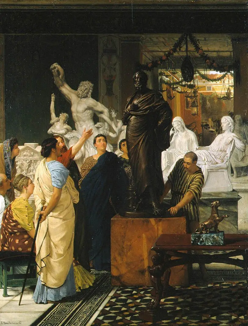 A Sculpture Gallery in Rome at the Time of Augustus by Lawrence Alma-Tadema