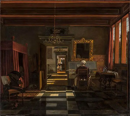 Interior with a Woman Playing a Virginal by Emanuel de Witte