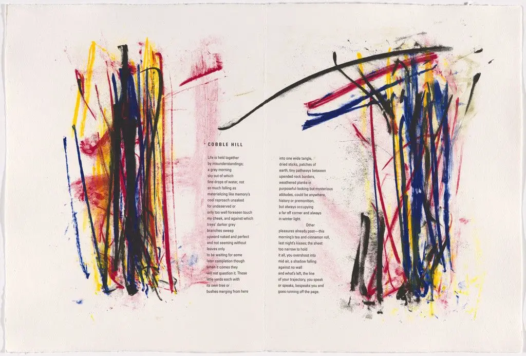 Double page in-text plate (folios 5 verso and 6) from Poems by Joan Mitchell