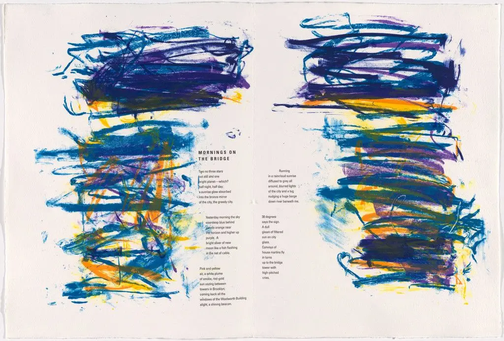Double page in-text plate (folios 7 verso and 8) from Poems by Joan Mitchell