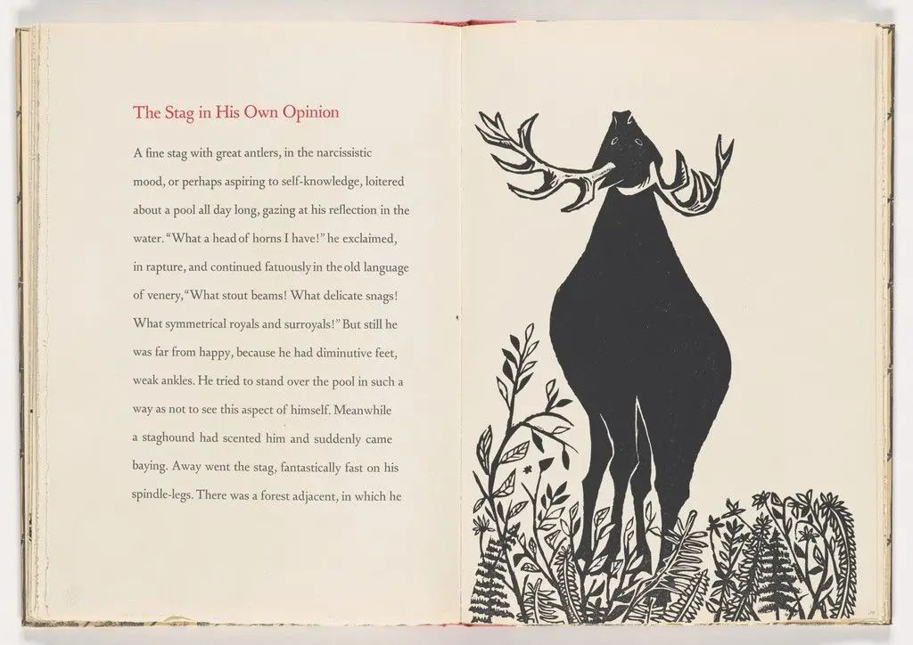 The Stag in His Own Opinion from 12 Fables of Aesop by Antonio Frasconi