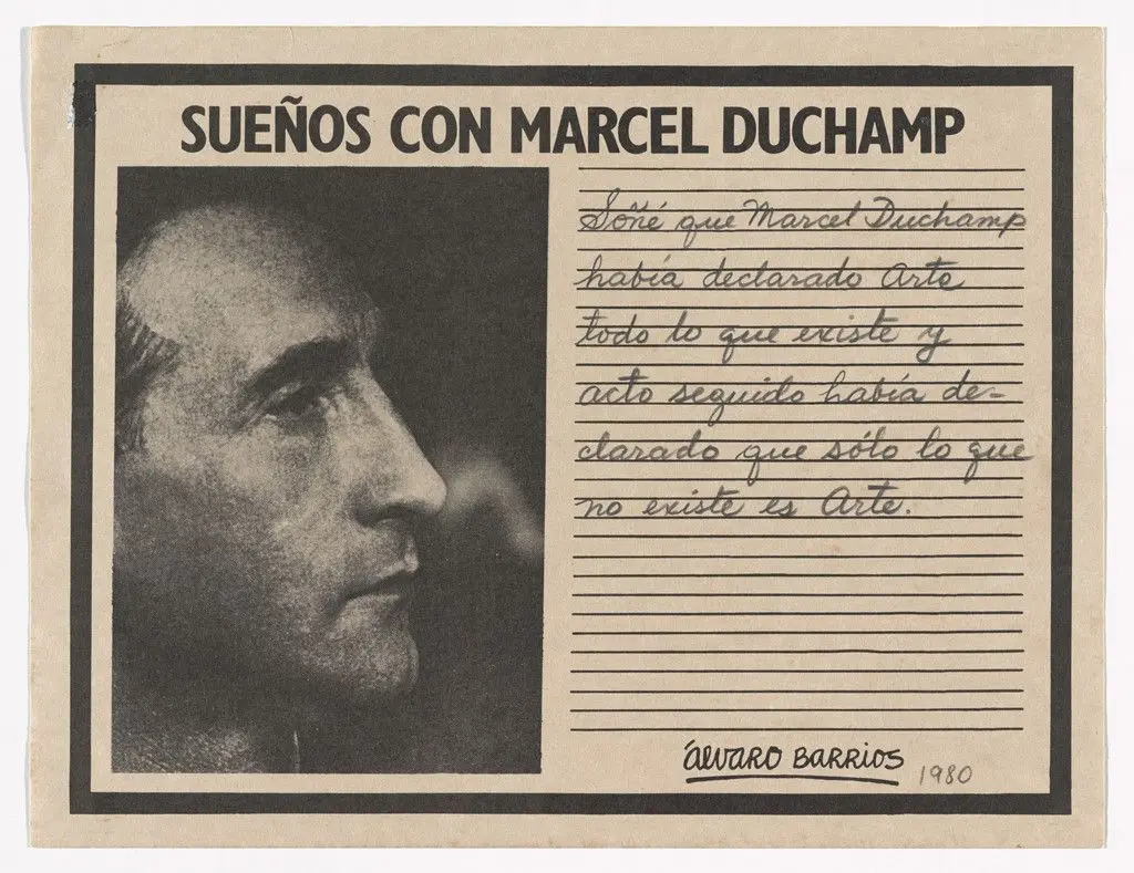 Popular Print for the exhibition "Dreams About Marcel Duchamp" (Grabado popular impreso para la exhibición "Sueños con Marcel Duchamp") by Álvaro Barrios