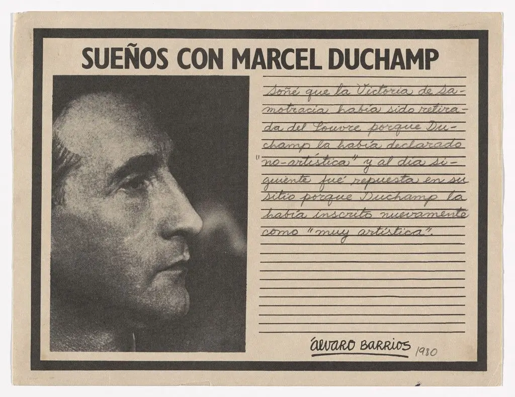 Popular Print for the exhibition "Dreams About Marcel Duchamp" (Grabado popular impreso para la exhibición "Sueños con Marcel Duchamp") by Álvaro Barrios