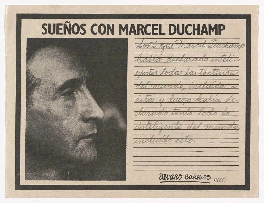 Popular Print for the exhibition "Dreams About Marcel Duchamp" (Grabado popular impreso para la exhibición "Sueños con Marcel Duchamp") by Álvaro Barrios
