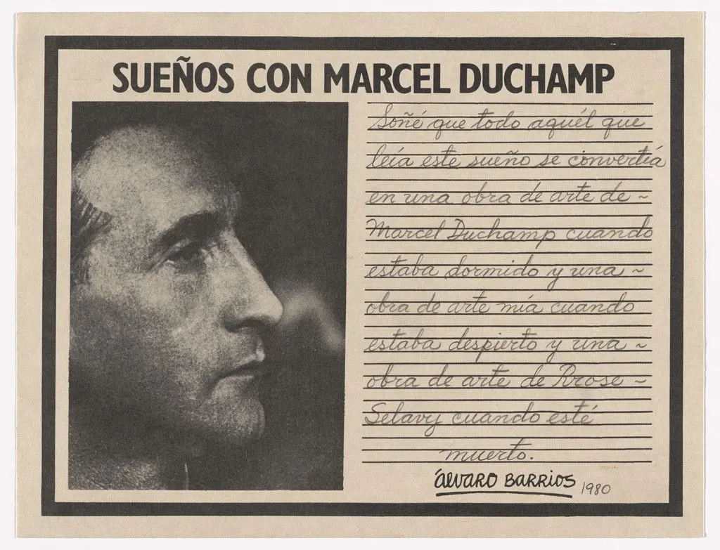 Popular Print for the exhibition "Dreams About Marcel Duchamp" (Grabado popular impreso para la exhibición "Sueños con Marcel Duchamp") by Álvaro Barrios