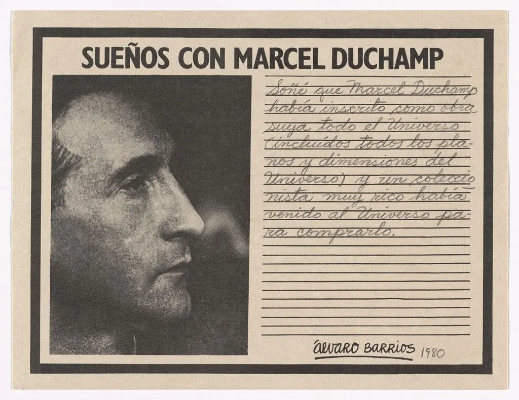 Popular Print for the exhibition "Dreams About Marcel Duchamp" (Grabado popular impreso para la exhibición "Sueños con Marcel Duchamp") by Álvaro Barrios