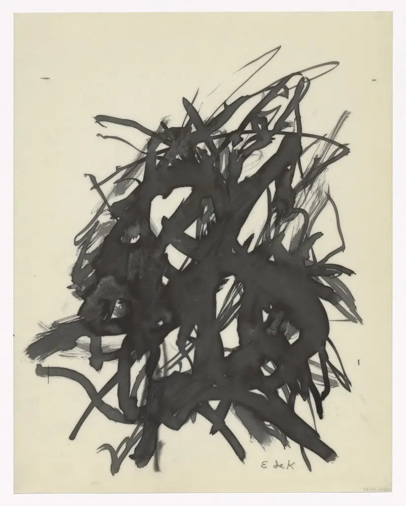 Unused preparatory drawing for In Memory of My Feelings by Elaine de Kooning