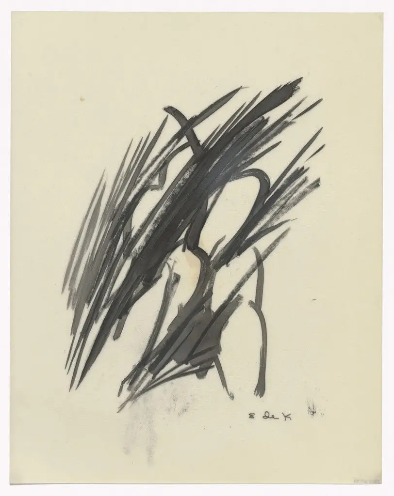 Unused preparatory drawing for In Memory of My Feelings by Elaine de Kooning