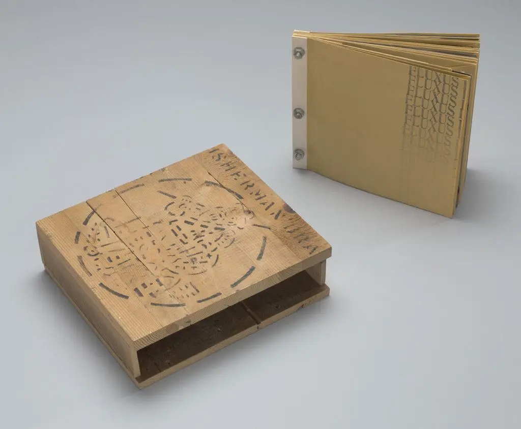 Fluxus 1 by Ay-O, George Brecht, Congo (a Chimpanzee), Anna Halprin, Hi Red Center, Takehisa Kosugi, Joe Jones, Allan Kaprow, Alison Knowles, Shigeko Kubota, György Sándor Ligeti, George Maciunas, Jackson Mac Low, Yoko Ono, Benjamin Patterson, Tomas Schmit, Mieko Shiomi, Ben Vautier, Robert Watts, Emmett Williams, La Monte Young, Robert Filliou, Various Artists