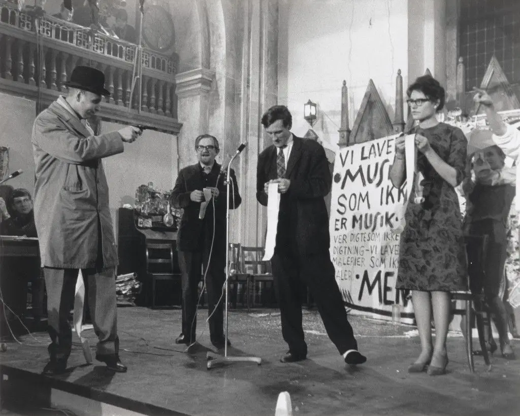 George Maciunas' In Memoriam to Adriano Olivetti, Version 1 Poem, performed during Fluxus/Musik og Anti-Musik det Instrumentale Teater, Nikolai Kirke, Copenhagen, November 23, 1962 by George Maciunas, Albert Mertz, Arthur Köpcke, Alison Knowles