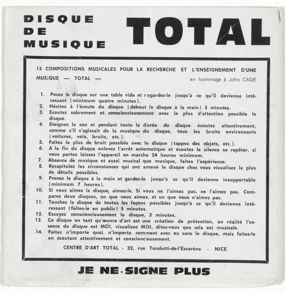 Disque de Musique Total by Ben Vautier