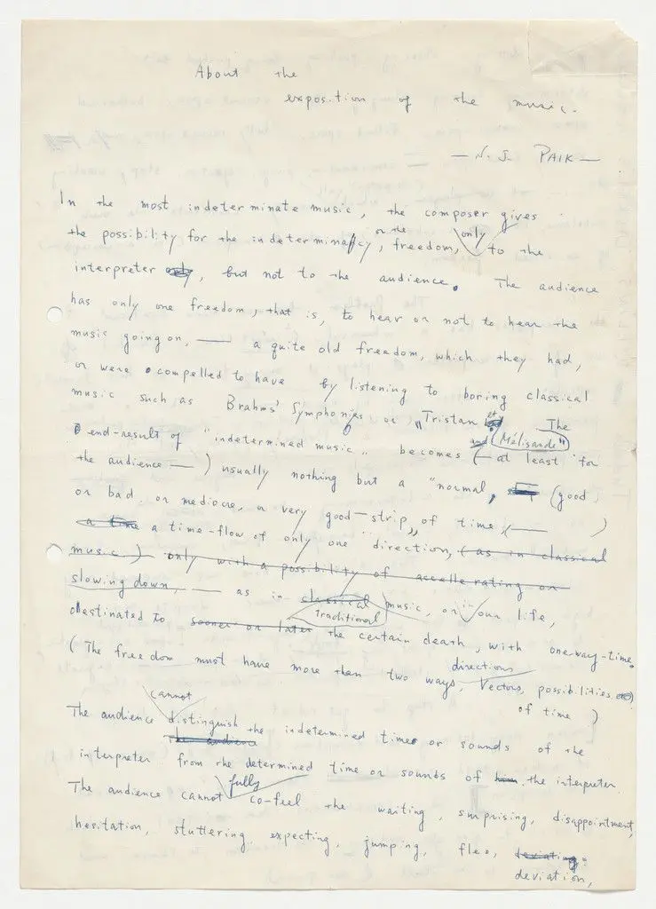 About the Exposition of the Music by Nam June Paik